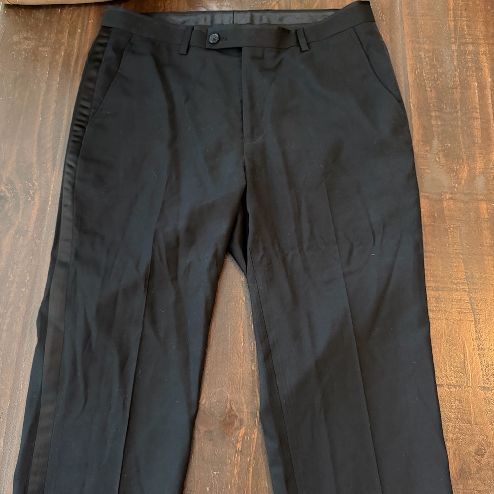 Paisley & Gray Elegant Black Dress Pants with Satin Stripe 30x32